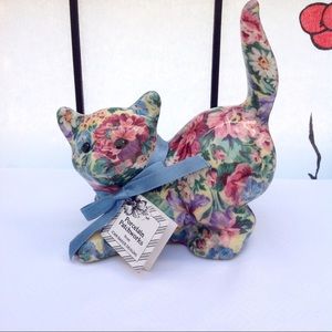 Porcelain Patchworks Floral Cat by Joan Baker